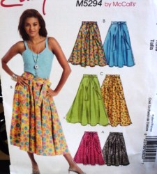 5294 EZ ECONO FLARE SWING TIED SKIRTS LENGTHS PATTERN 6-12,14-20